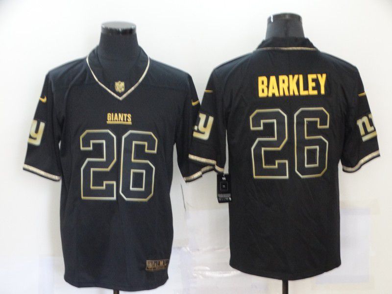 Men New York Giants #26 Barkley Black Retro gold lettering Nike NFL Jersey->new york giants->NFL Jersey
